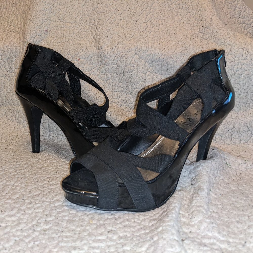 Strappy black heels